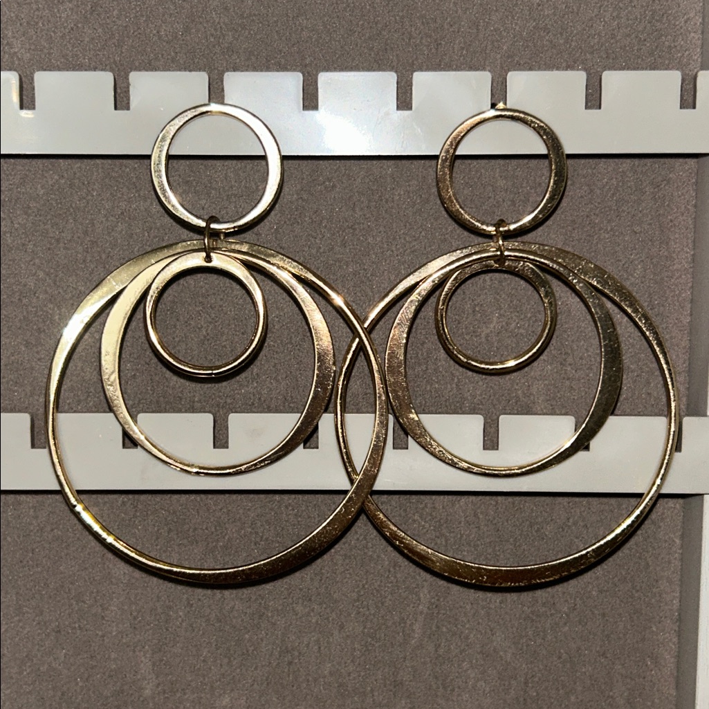 Large Gold-Tone Multi-Hoop Statement Earrings
